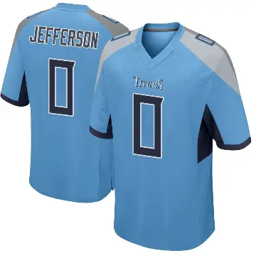 ＃0 Men's Jermar Jefferson Light Blue Game Tennessee Titans Jersey