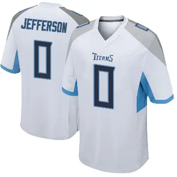 ＃0 Men's Jermar Jefferson White Game Tennessee Titans Jersey