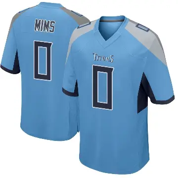 ＃0 Men's Jordan Mims Light Blue Game Tennessee Titans Jersey