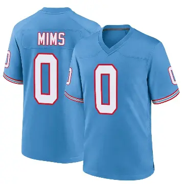 ＃0 Men's Jordan Mims Light Blue Game Tennessee Titans Oilers Throwback Alternate Jersey