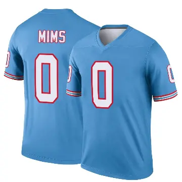 ＃0 Men's Jordan Mims Light Blue Legend Tennessee Titans Oilers Throwback Jersey