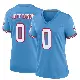 ＃0 Women's Jermar Jefferson Light Blue Game Tennessee Titans Oilers Throwback Alternate Jersey