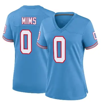 ＃0 Women's Jordan Mims Light Blue Game Tennessee Titans Oilers Throwback Alternate Jersey