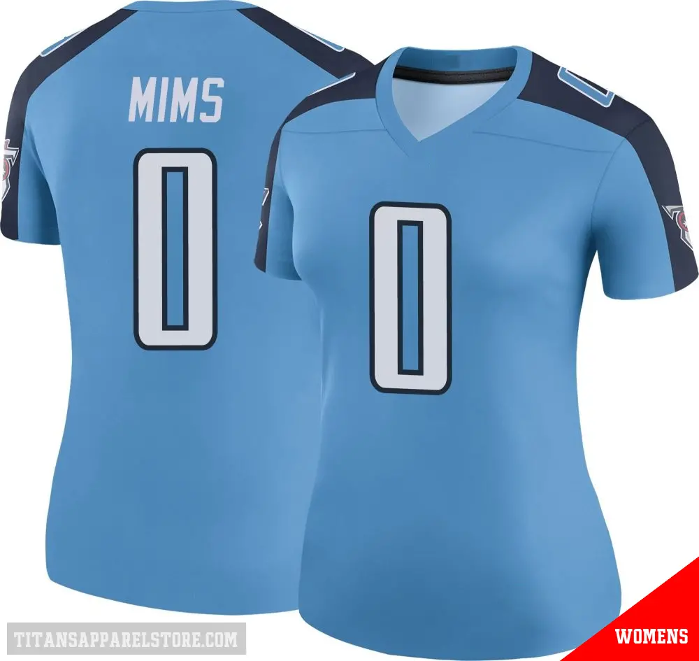 ＃0 Women's Jordan Mims Light Blue Legend Tennessee Titans Color Rush Jersey