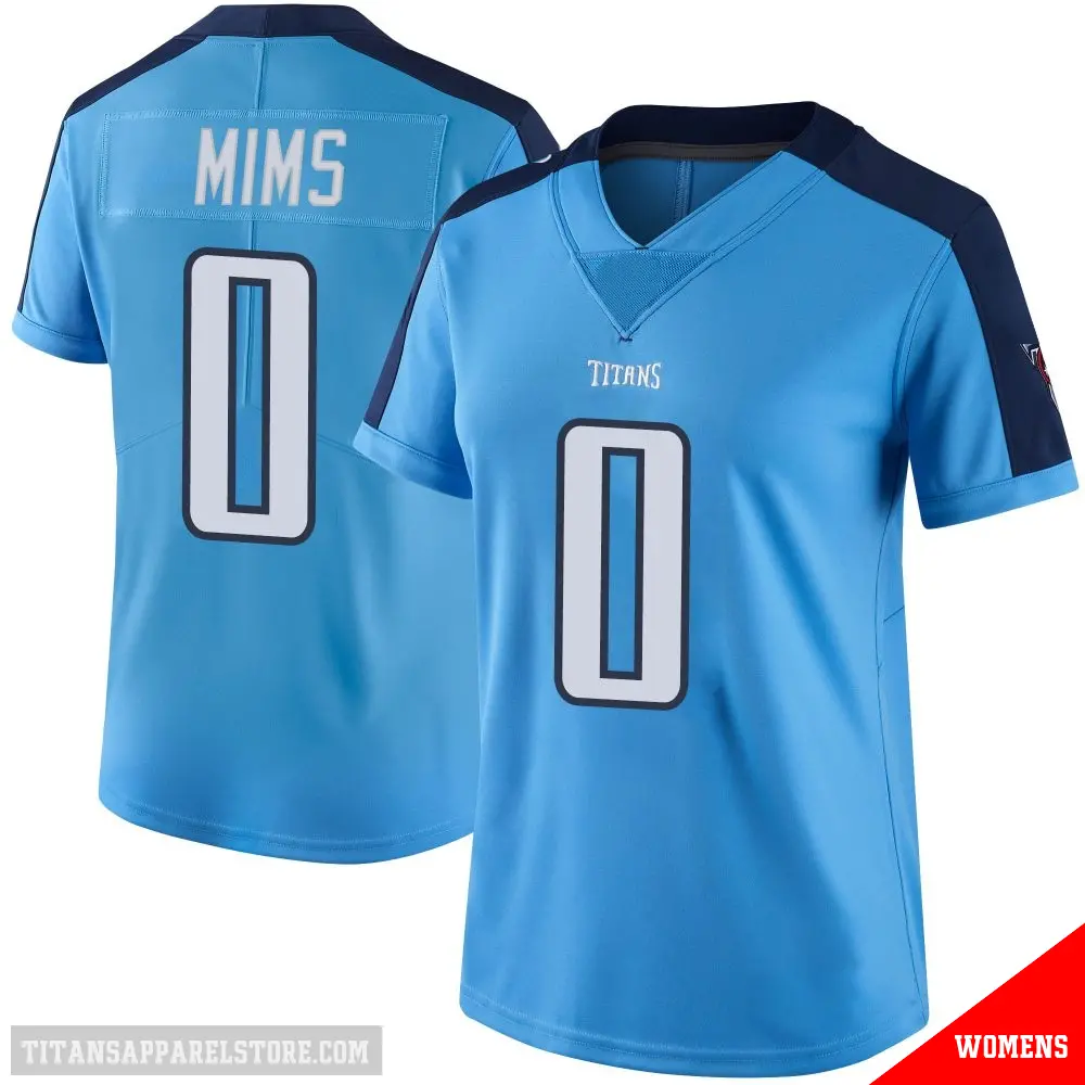 ＃0 Women's Jordan Mims Light Blue Limited Tennessee Titans Color Rush Jersey