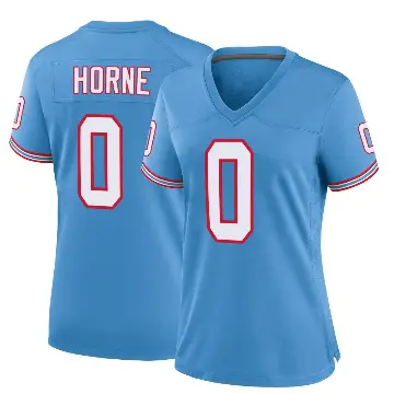 ＃0 Women's Timmy Horne Light Blue Game Tennessee Titans Oilers Throwback Alternate Jersey