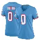 ＃0 Women's Timmy Horne Light Blue Game Tennessee Titans Oilers Throwback Alternate Jersey
