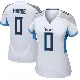 ＃0 Women's Timmy Horne White Game Tennessee Titans Jersey