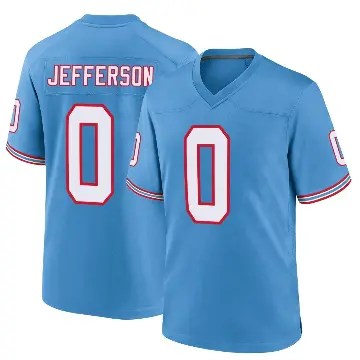 ＃0 Youth Jermar Jefferson Light Blue Game Tennessee Titans Oilers Throwback Alternate Jersey