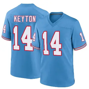 ＃14 Men's Ramel Keyton Light Blue Game Tennessee Titans Oilers Throwback Alternate Jersey