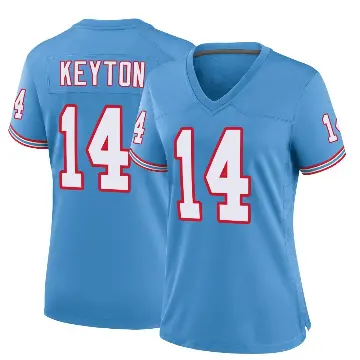 ＃14 Women's Ramel Keyton Light Blue Game Tennessee Titans Oilers Throwback Alternate Jersey