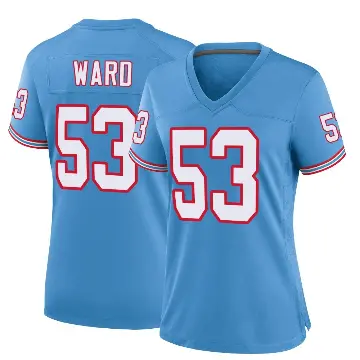 ＃53 Women's Jihad Ward Light Blue Game Tennessee Titans Oilers Throwback Alternate Jersey