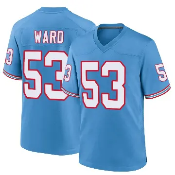＃53 Youth Jihad Ward Light Blue Game Tennessee Titans Oilers Throwback Alternate Jersey