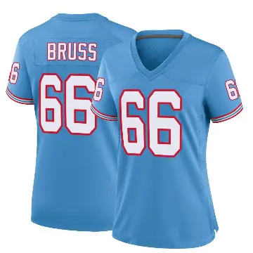 ＃66 Women's Logan Bruss Light Blue Game Tennessee Titans Oilers Throwback Alternate Jersey