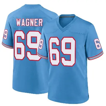 ＃69 Men's Aamil Wagner Light Blue Game Tennessee Titans Oilers Throwback Alternate Jersey
