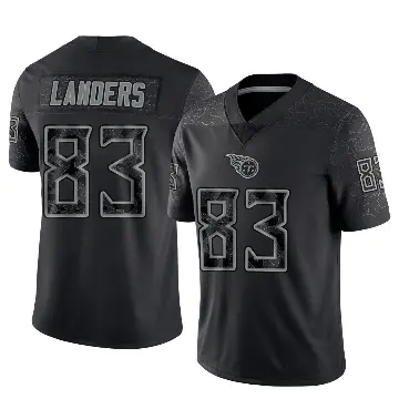 ＃83 Men's Matt Landers Black Limited Tennessee Titans Reflective Jersey