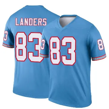 ＃83 Men's Matt Landers Light Blue Legend Tennessee Titans Oilers Throwback Jersey