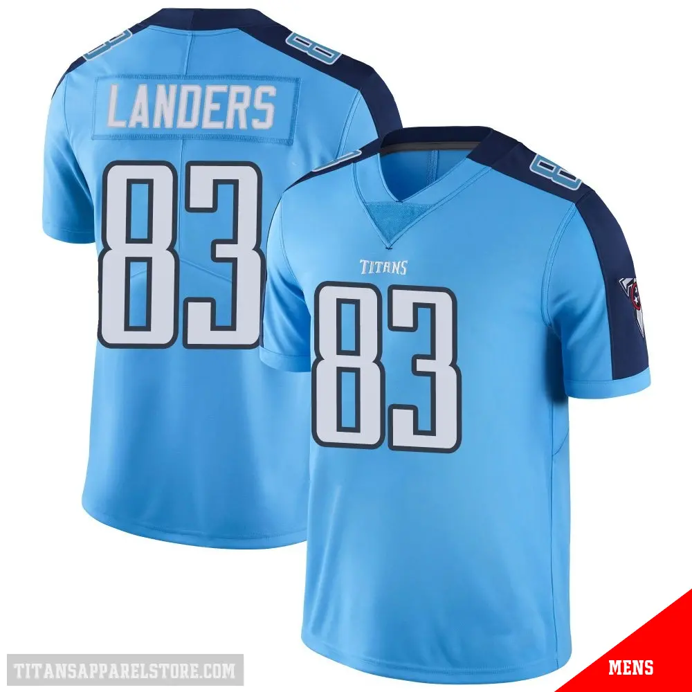 ＃83 Men's Matt Landers Light Blue Limited Tennessee Titans Color Rush Jersey