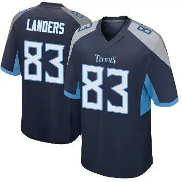 ＃83 Men's Matt Landers Navy Game Tennessee Titans Jersey