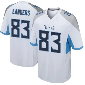 ＃83 Men's Matt Landers White Game Tennessee Titans Jersey