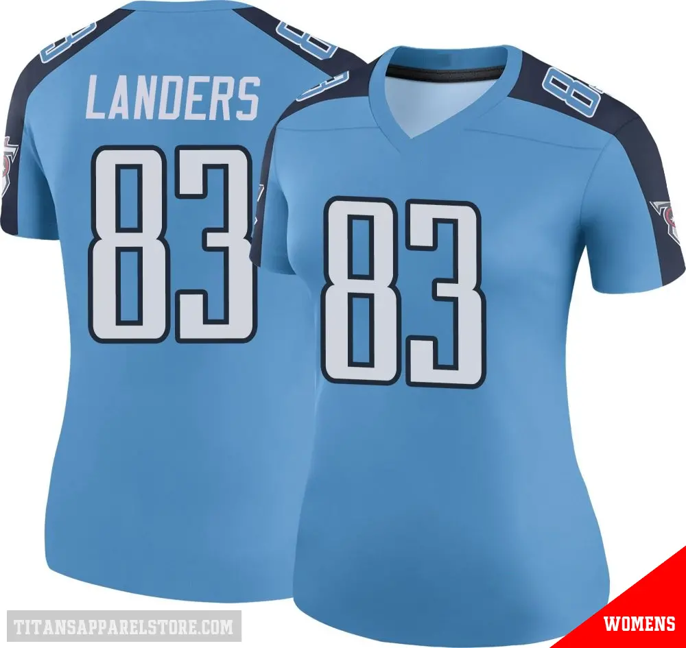 ＃83 Women's Matt Landers Light Blue Legend Tennessee Titans Color Rush Jersey