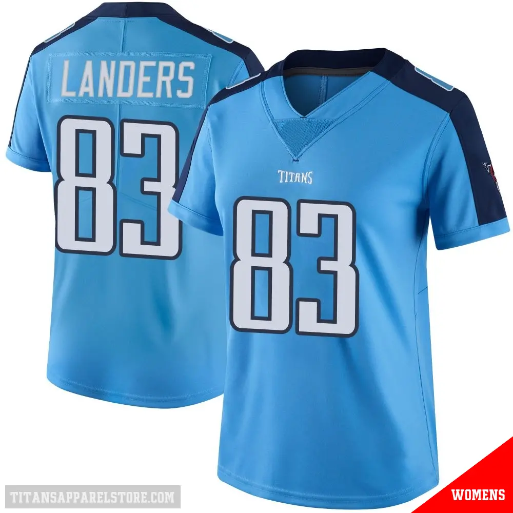＃83 Women's Matt Landers Light Blue Limited Tennessee Titans Color Rush Jersey