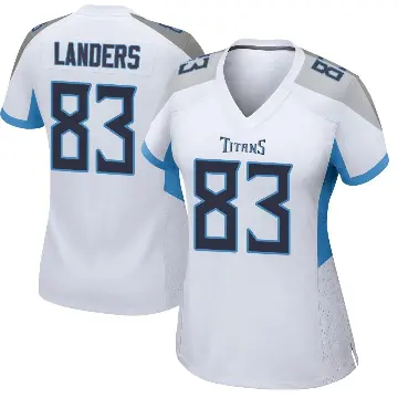 ＃83 Women's Matt Landers White Game Tennessee Titans Jersey