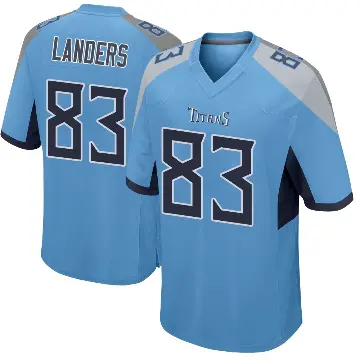 ＃83 Youth Matt Landers Light Blue Game Tennessee Titans Jersey
