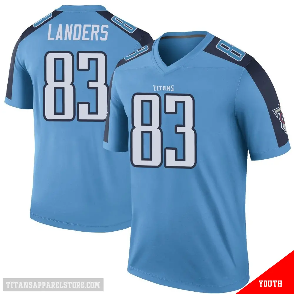 ＃83 Youth Matt Landers Light Blue Legend Tennessee Titans Color Rush Jersey