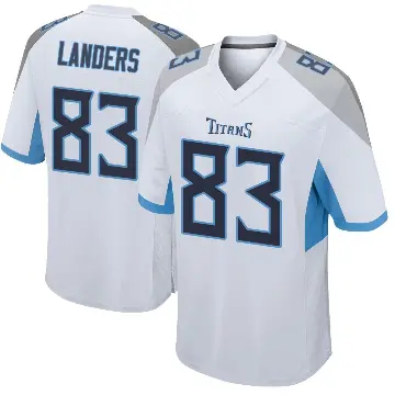 ＃83 Youth Matt Landers White Game Tennessee Titans Jersey